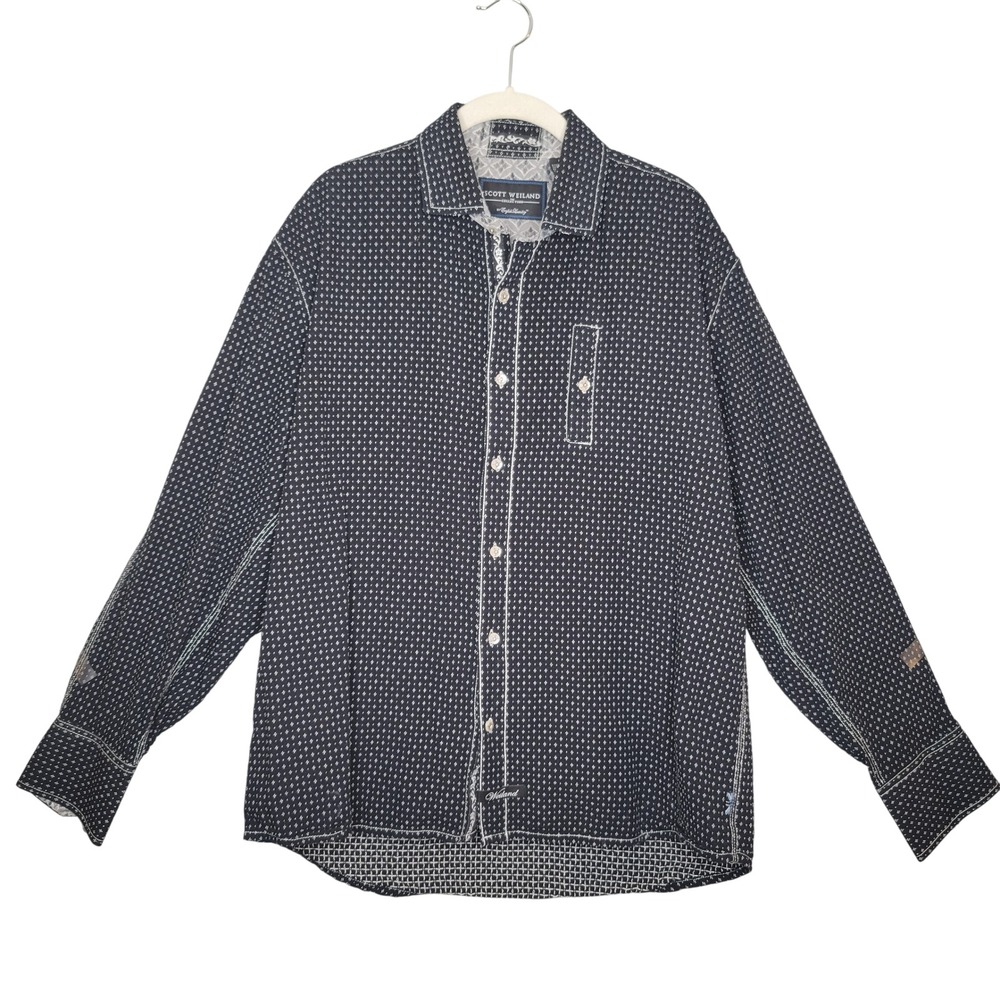 Scott Weiland English Laundry Mens XXL Black Button Down Cotton STP Rockabilly - Picture 1 of 16